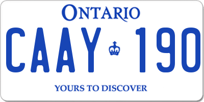 ON license plate CAAY190