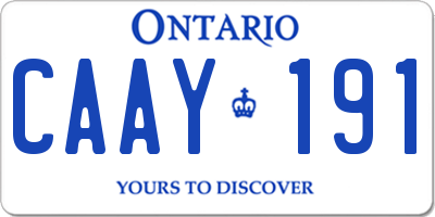 ON license plate CAAY191