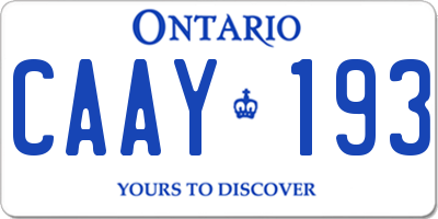 ON license plate CAAY193