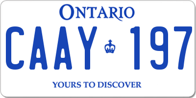 ON license plate CAAY197