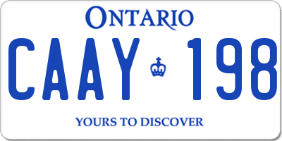 ON license plate CAAY198