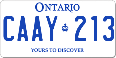 ON license plate CAAY213