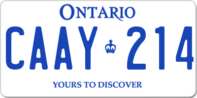 ON license plate CAAY214