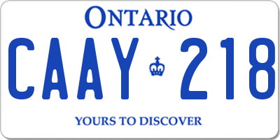 ON license plate CAAY218