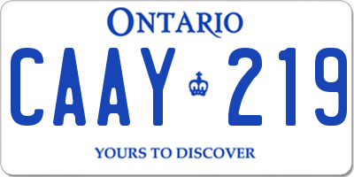 ON license plate CAAY219