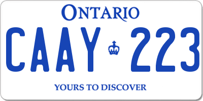 ON license plate CAAY223