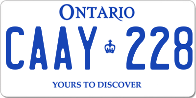 ON license plate CAAY228