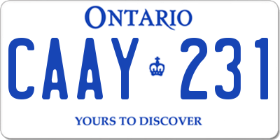 ON license plate CAAY231