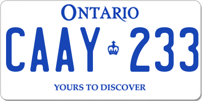 ON license plate CAAY233