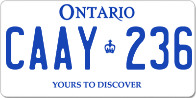 ON license plate CAAY236