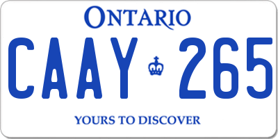 ON license plate CAAY265