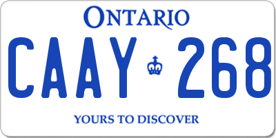 ON license plate CAAY268