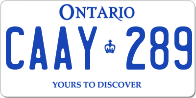 ON license plate CAAY289