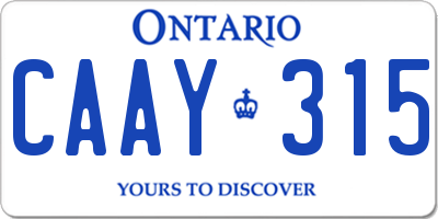 ON license plate CAAY315