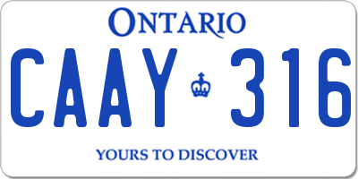 ON license plate CAAY316