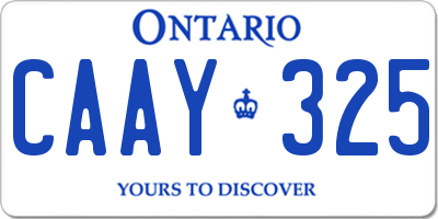 ON license plate CAAY325