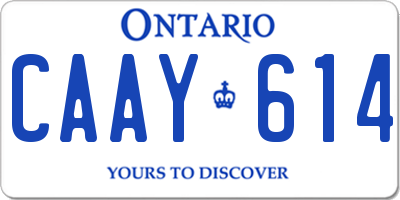 ON license plate CAAY614