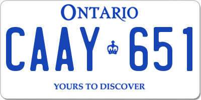 ON license plate CAAY651