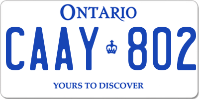 ON license plate CAAY802