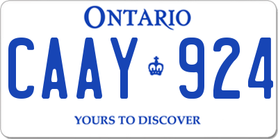 ON license plate CAAY924