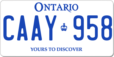 ON license plate CAAY958