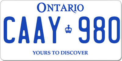 ON license plate CAAY980