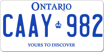 ON license plate CAAY982