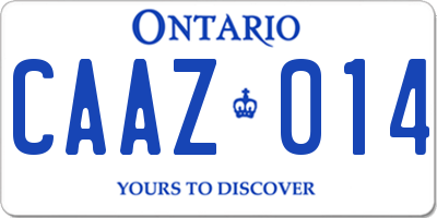 ON license plate CAAZ014