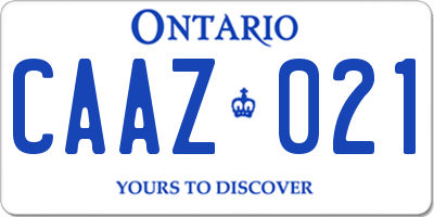 ON license plate CAAZ021