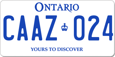 ON license plate CAAZ024