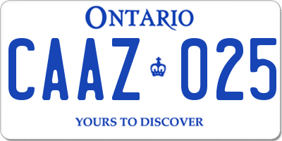 ON license plate CAAZ025