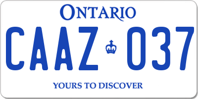 ON license plate CAAZ037