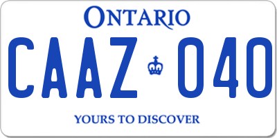 ON license plate CAAZ040