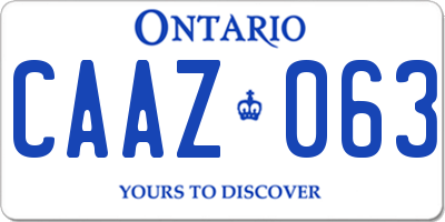 ON license plate CAAZ063