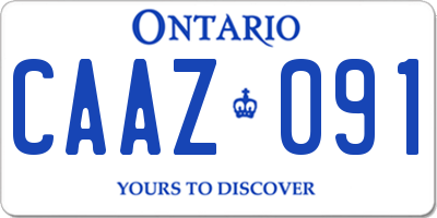 ON license plate CAAZ091