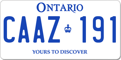 ON license plate CAAZ191