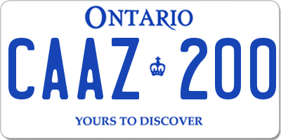 ON license plate CAAZ200