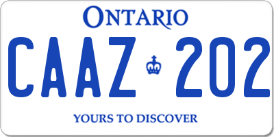 ON license plate CAAZ202