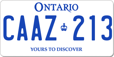 ON license plate CAAZ213