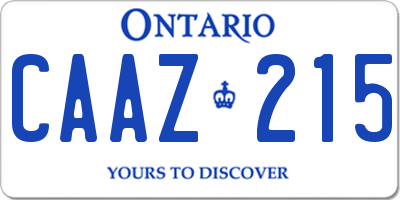 ON license plate CAAZ215