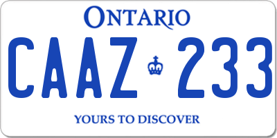 ON license plate CAAZ233