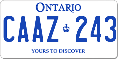 ON license plate CAAZ243