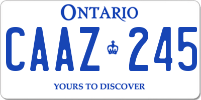 ON license plate CAAZ245