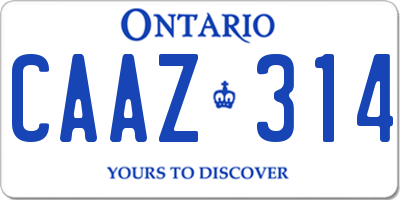 ON license plate CAAZ314