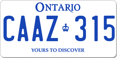 ON license plate CAAZ315