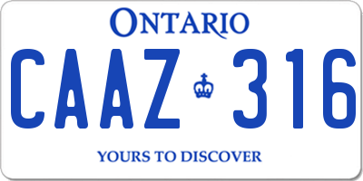 ON license plate CAAZ316