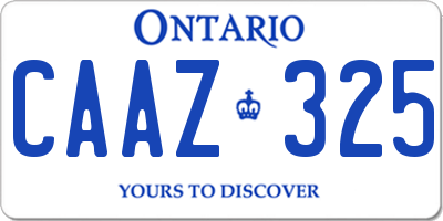 ON license plate CAAZ325