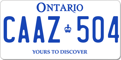 ON license plate CAAZ504