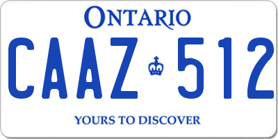 ON license plate CAAZ512