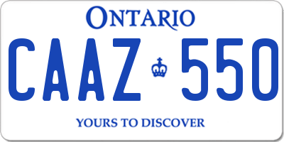 ON license plate CAAZ550